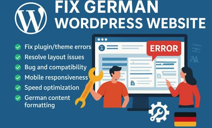 fix german wordpress website bugs, errors, and issues