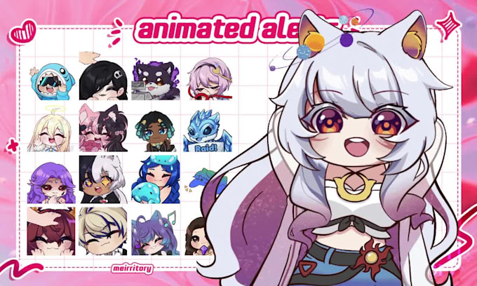 create animated chibi twitch emote and alert for vtuber