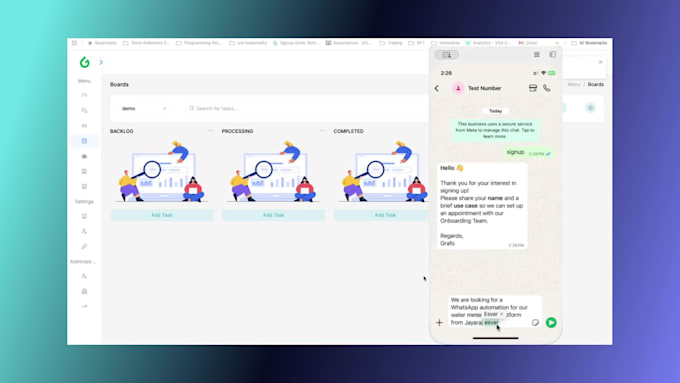 onboard your business and create a whatsapp automation app with grafo