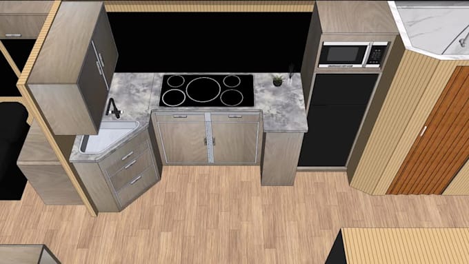 design motorhome, caravan, camper van, rv, food truck in 3d