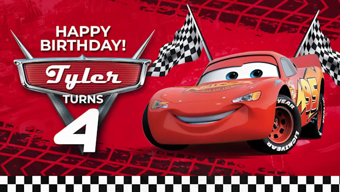 design a personalized birthday greet from lightning mcqueen