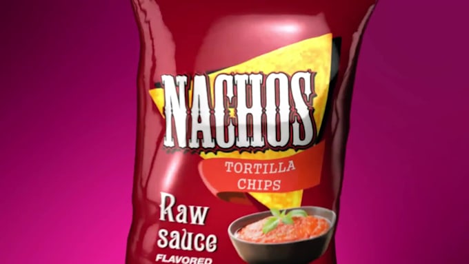 make stunning 3d chips animation, can animation, snacks animation video ads