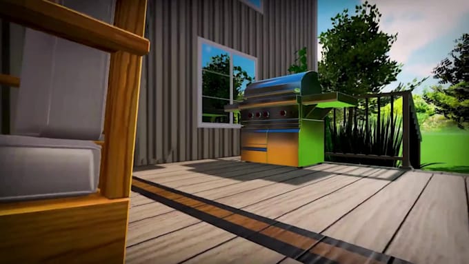make a stunning 3d deck design, patio, and fireplace