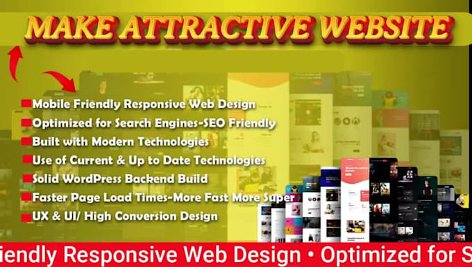 create wordpress responsive web desing UX UI SEO friendly high conversion