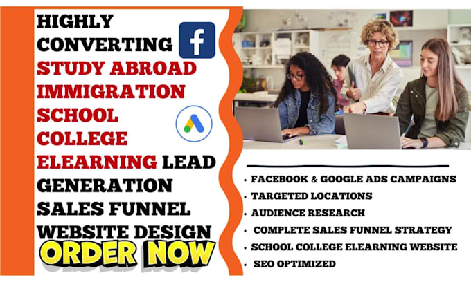 generate study abroad, immigration, school, college, elearning leads and website