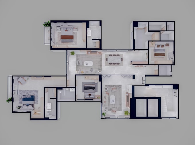 create 2d and 3d floor plan renderings with furniture layout