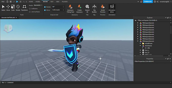 Make the rig and animation for model ,character ,r6 or r15 by ...