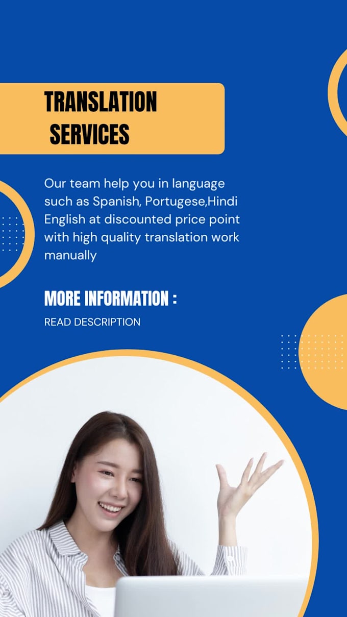 Manually translation in spanish, hindi, portuguese, english by
