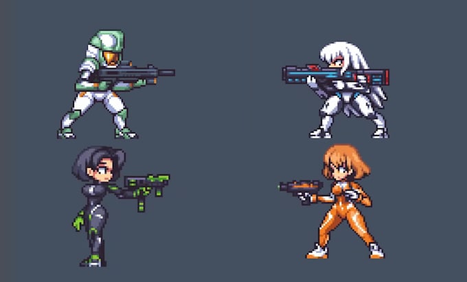 Pixel art character for pixel art animation with sprite sheet for retro ...