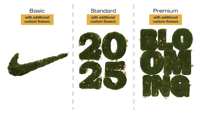 make a 3d grass with flowers on your logo or text