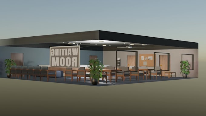 model a 3d interior in blender for you