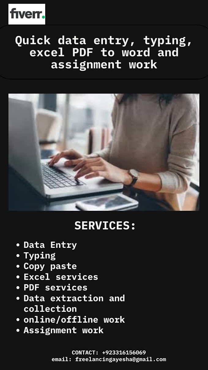 do quick excellent data entry, accurate typing assignment work