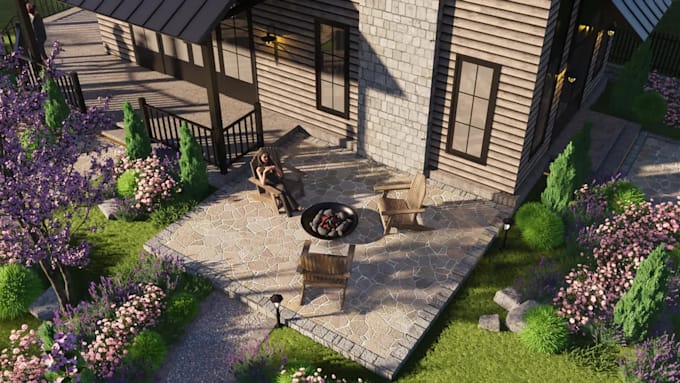 design outdoor space in your house, 3d modeling, image rendering