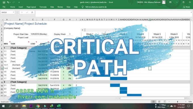 I will create gantt chart in microsoft project