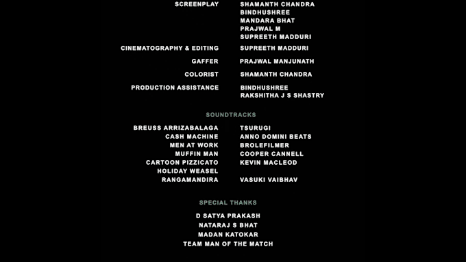 design the rolling end credits sequence for your film