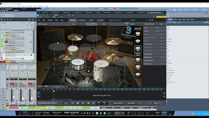layer samples over your live drum audio using superior drummer 3