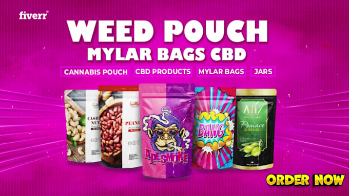 design unique mylar bag, weed pouch and cbd product labels