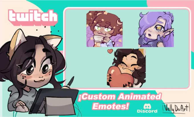 Draw custom animated emotes for twitch and discord by Vallydoart | Fiverr