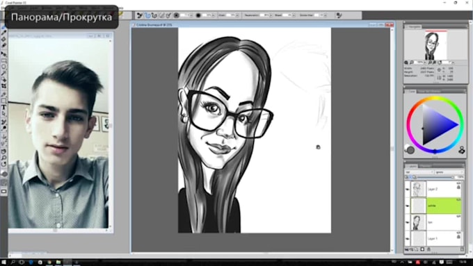 draw a black and white cartoon