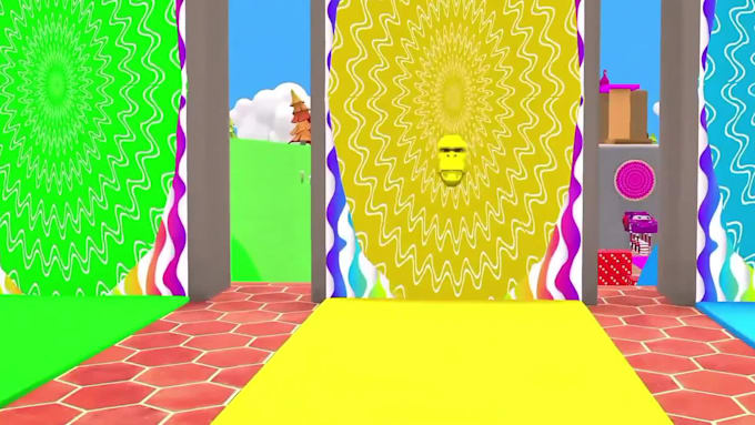 create 3d cartoon crossing fountain with animals for kids