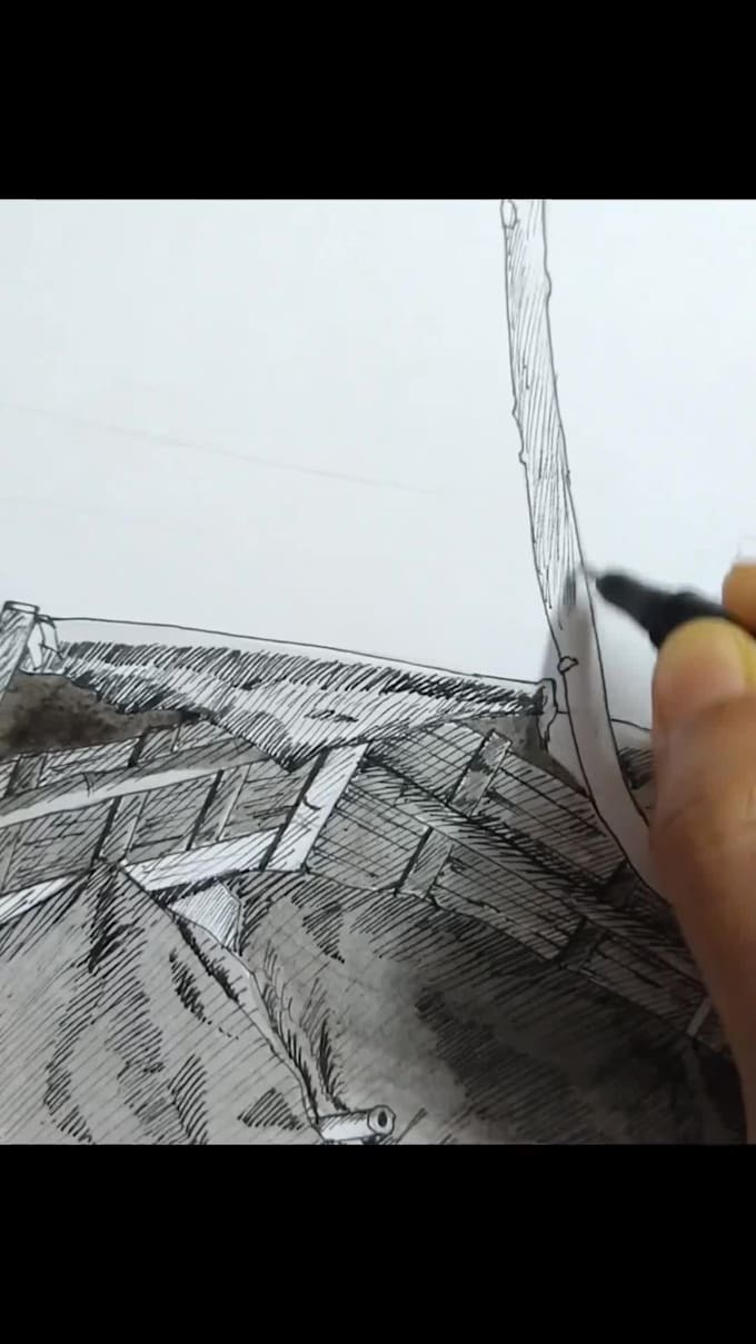 do amazing realistic handmade painting with pen and ink