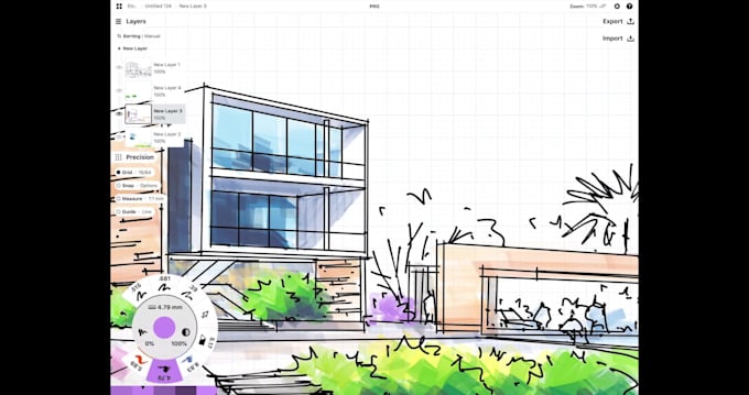 draw architectural perspectives and sketches in high quality