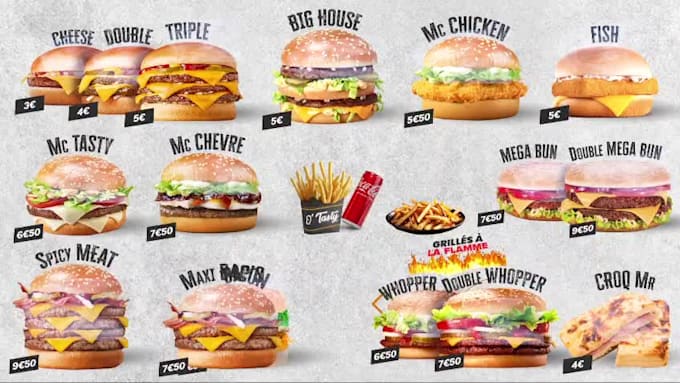 design eye catching halal restaurant and fast food menu