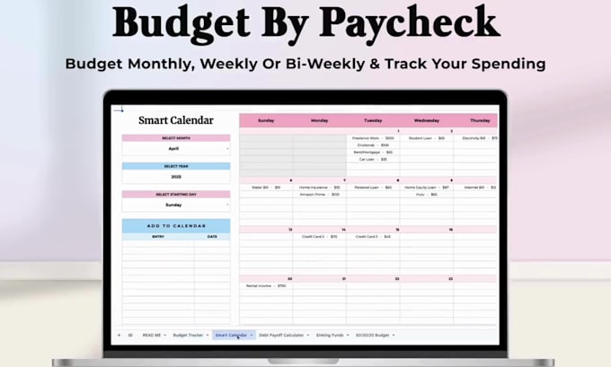 create excel yearly monthly paycheck budget spreadsheet weekly financial planner
