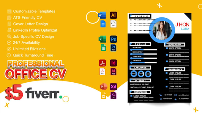 design a professional resume, CV, portfolio, or cover letter