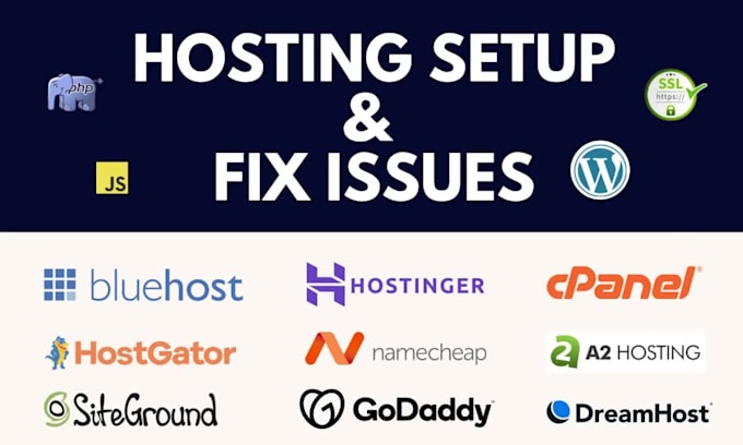 setup web hosting on bluehost, godaddy, hostinger, hostgator