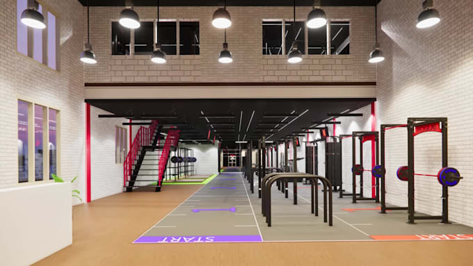 create 3d gym interior design