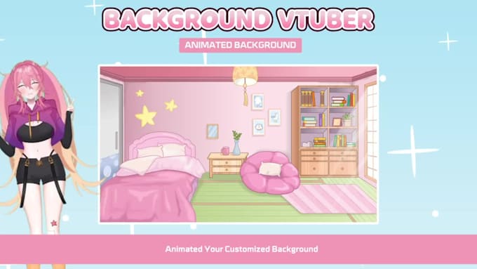 draw custom live2d anime background for vtuber, animation, concept art