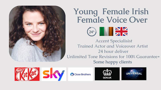 record a pro calming motivational female irish voice over