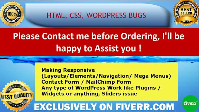 fix your any html, css, wordpress bugs