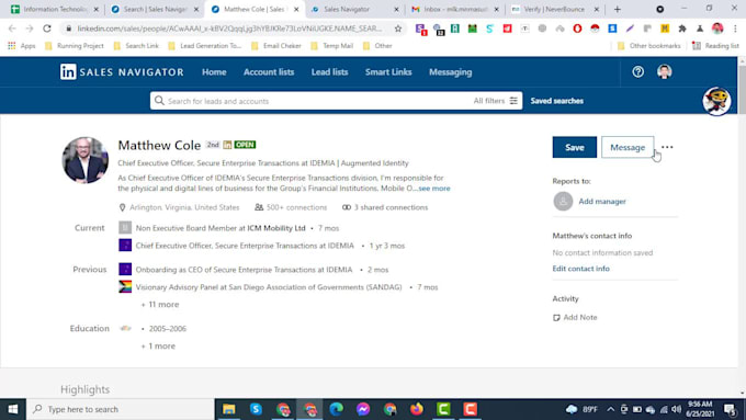 do linkedin lead generation and web research