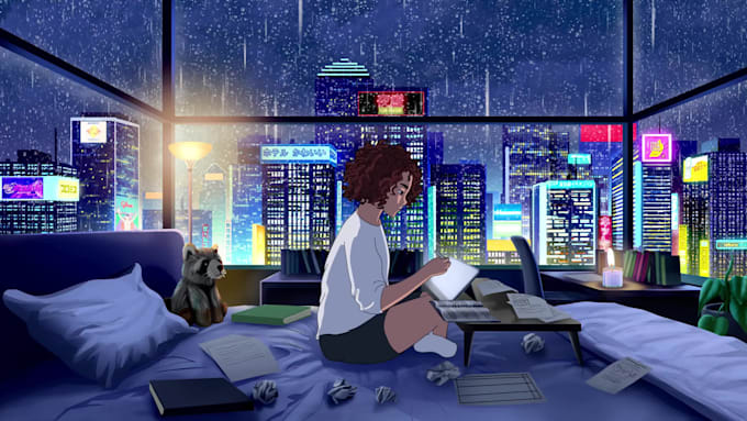 create lofi loop animation in anime style