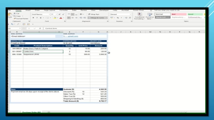 Create order form, invoice, fillable excel and price list by ...