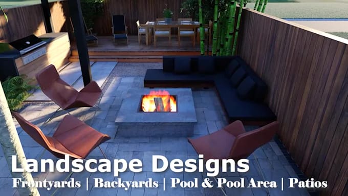 do your backyard design or frontyard landscape with realistic 3d images