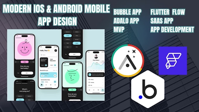 bubble io mobile app developer flutterflow adalo saas website mvp marketplace