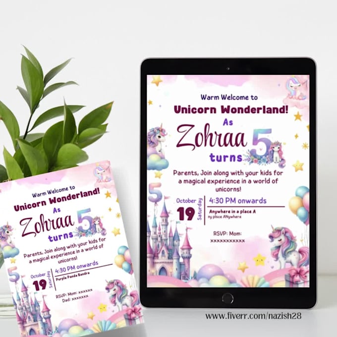 create birthday or event or  wedding  invite or flyer design