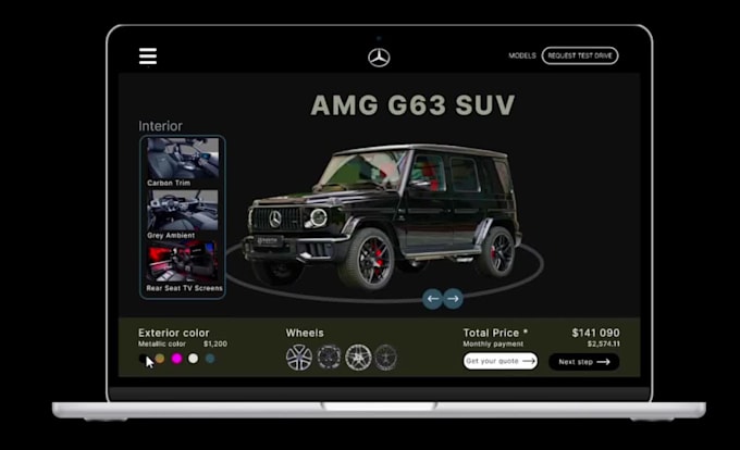 do 3d car product configurator web app interactive website threejs react webgl