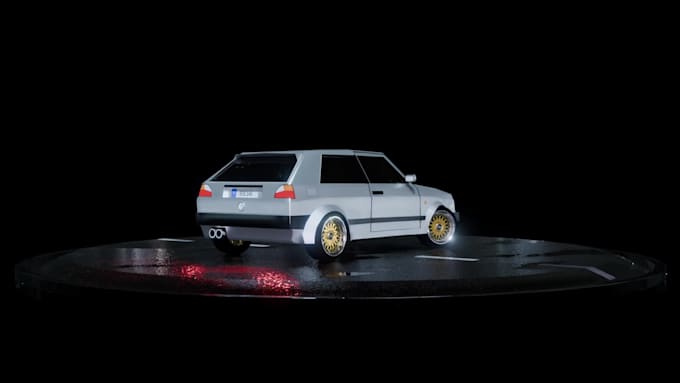 make a custom low poly 3d car model and render made from scratch