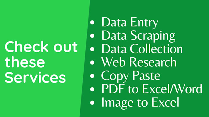 do excel data entry, copy paste, web research, data conversion work