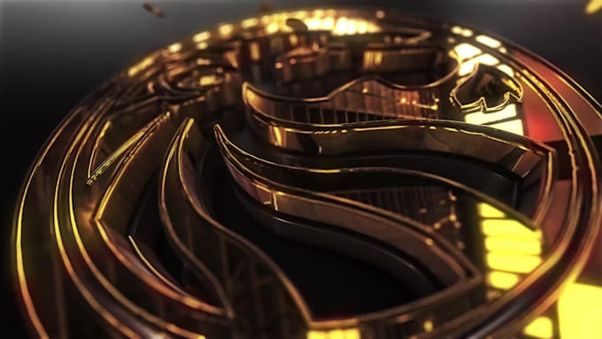 create metallic gold coin 3d logo intro reveal