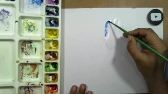 hand drawn watercolor, pencil sketch, line art with video