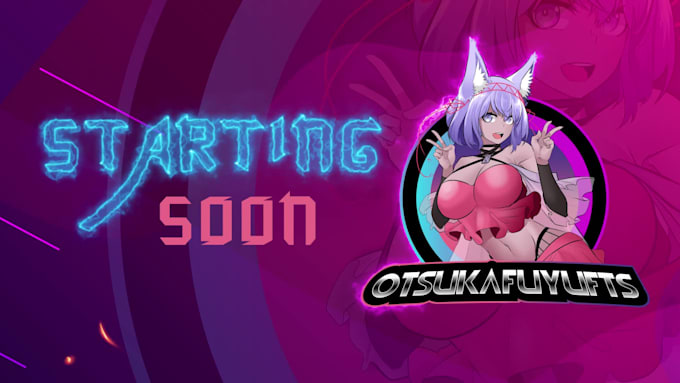 design vtuber stream overlays or anime twitch stream package