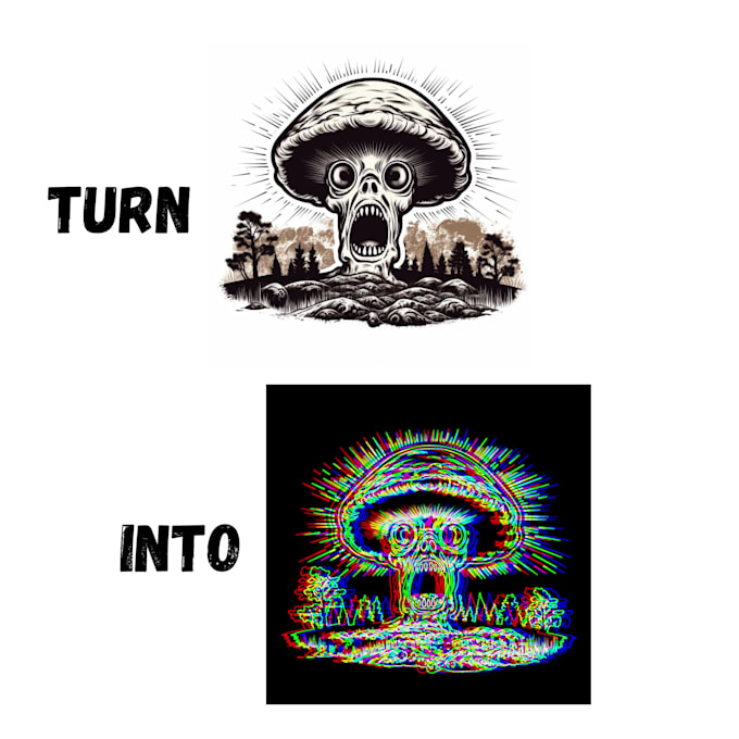 create trippy, psychedelic designs for tshirts and hoodie