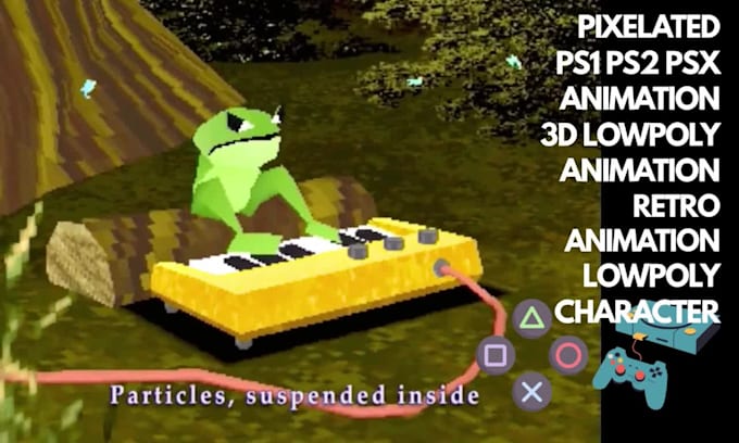 create ps1 ps2 n64 style 3d lowpoly pixelated animation for retro indie projects
