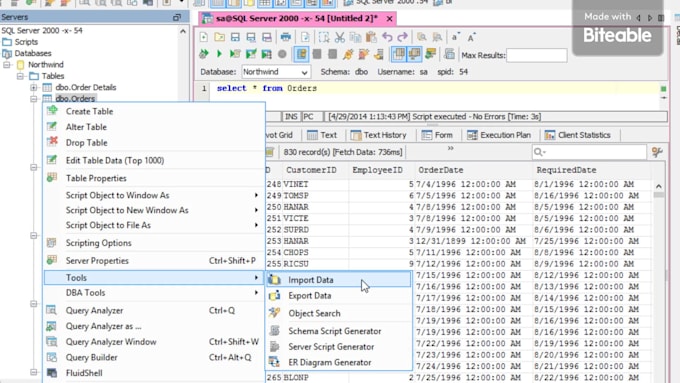 efficient data transfer  sql,  mysql, access to excel