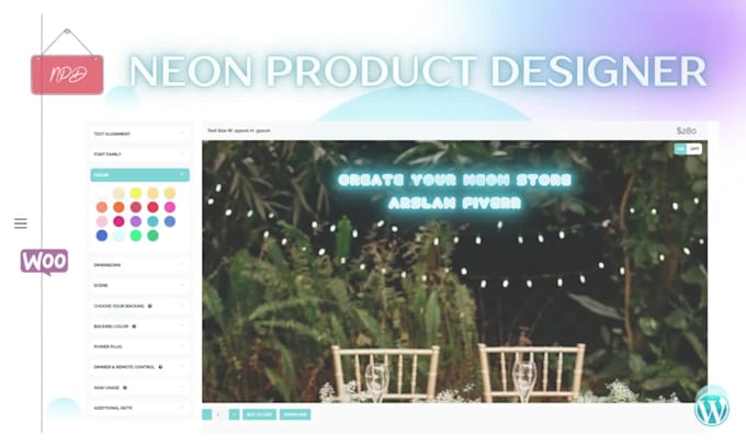 build a professional neon sign customizer store on woocommerce